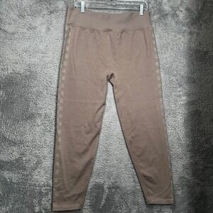 Pink Active Leggings Womens XXL Taupe BrownShimmer CheckeredSide StripeHigh Rise